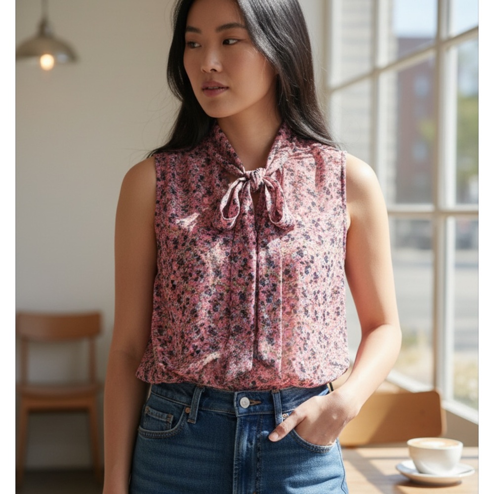 Paper Crane Sleeveless‎ Floral Print Blouse SZ large
